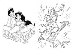 Aladdin desenho para colorir 01 e 02