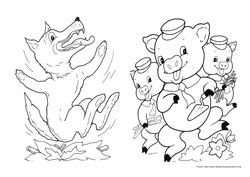 Os Três Porquinhos desenho para colorir 01 e 02
