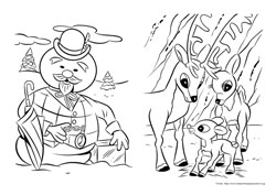 Rudolph, a Rena do Nariz Vermelho desenho para colorir 03 e 04