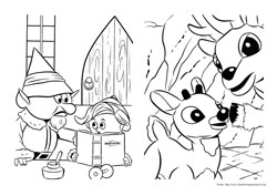 Rudolph, a Rena do Nariz Vermelho desenho para colorir 09 e 10
