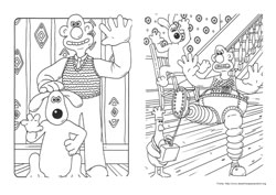 Wallace e Gromit desenho para colorir 01 e 02