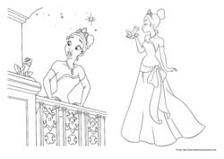 Desenho de princesa com sapo para colorir