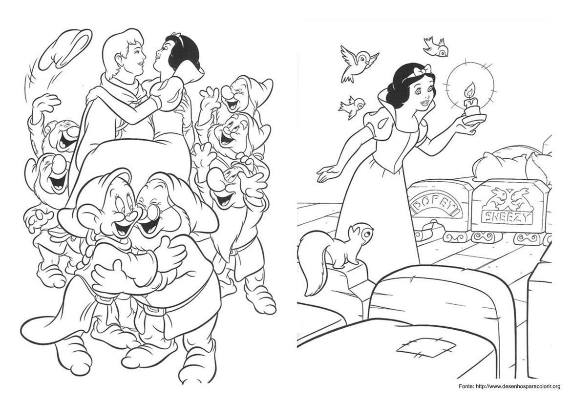 Desenhos do Branca de Neve para colorir